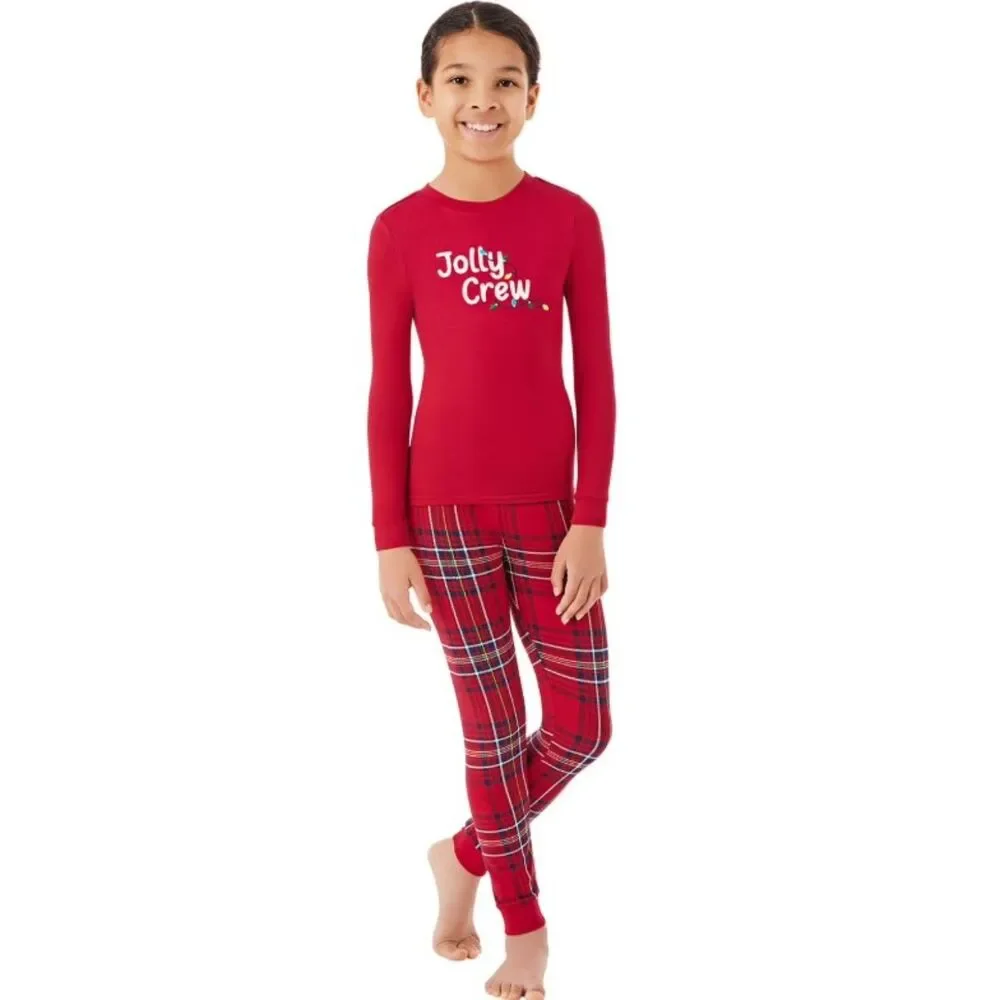 NEW Unisex Sz 3 Toddler Christmas Holiday JOLLY CREW Soft Comfy 2 Pc Pajama Set